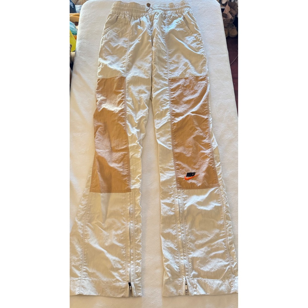 Nike Sportswear Woven High Rise Colorblock Pants Sail Tan Orange Zipper Cuffs - Picture 5 of 10